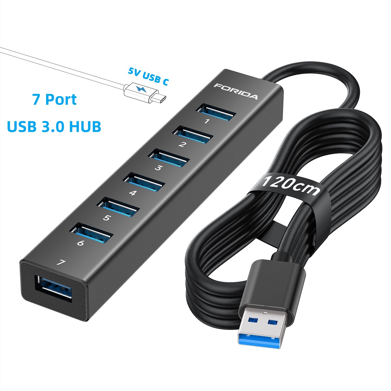 FORIDA 7 Ports 5Gbps HUB USB 3 - Usb Hub 7 Port review and price