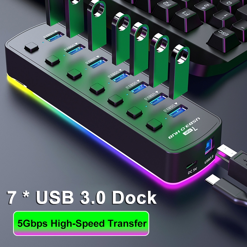 RGB 7-Port USB 3.0 Hub 5Gbps S - Usb Hub 7 Port review and price