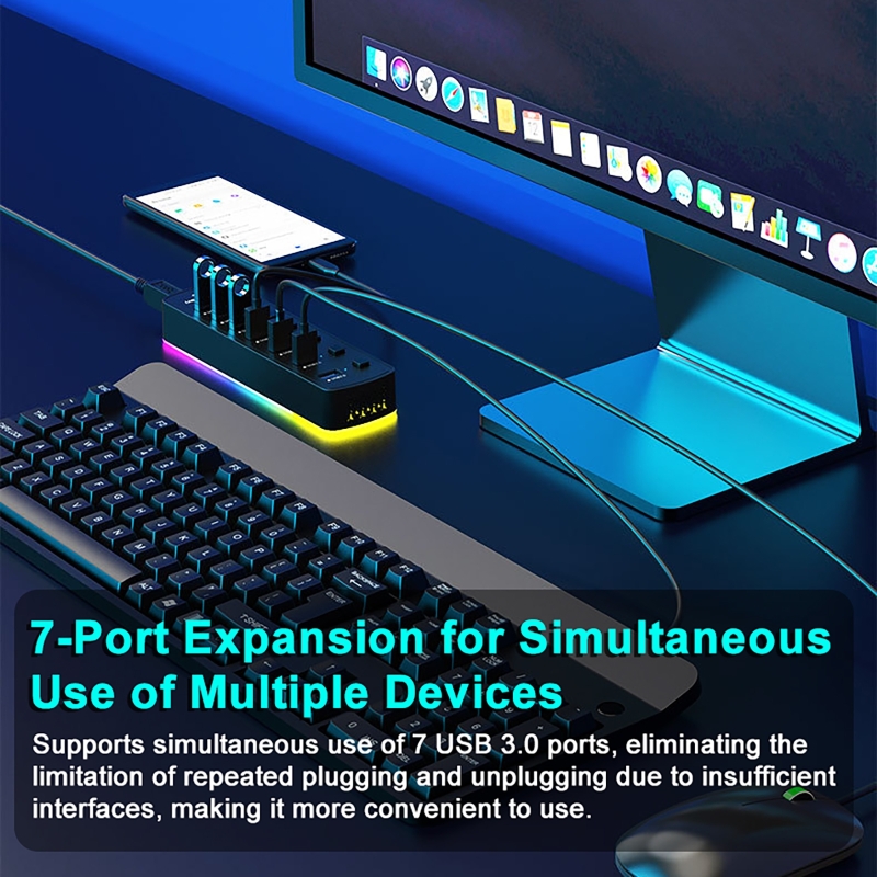 RGB 7-Port USB 3.0 Hub 5Gbps S - Usb Hub 7 Port review and price