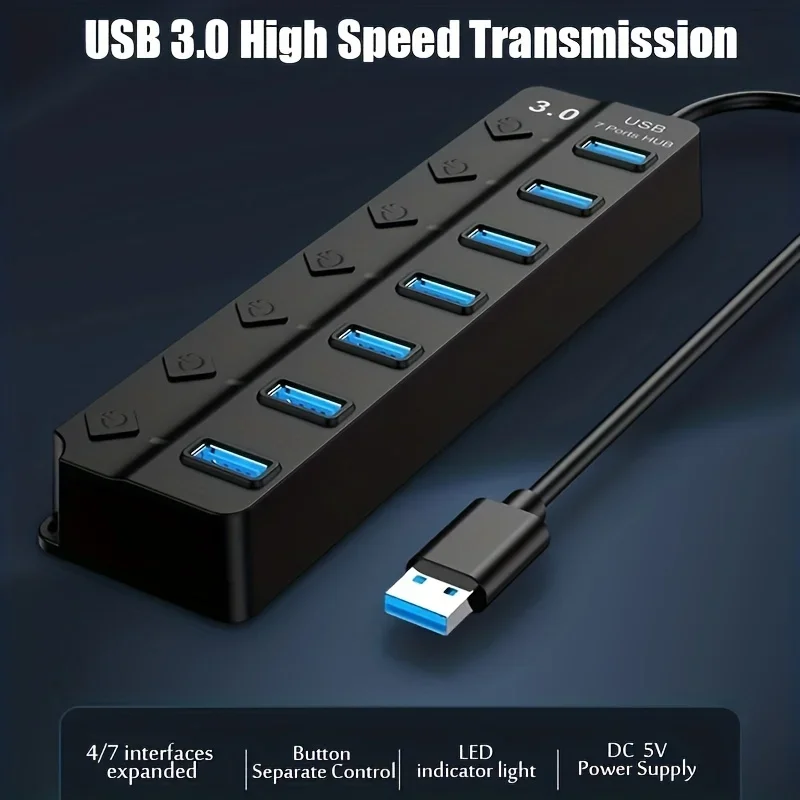 4/7-Port USB 3.0 Hub with LED  - Usb Hub 7 Port review and price