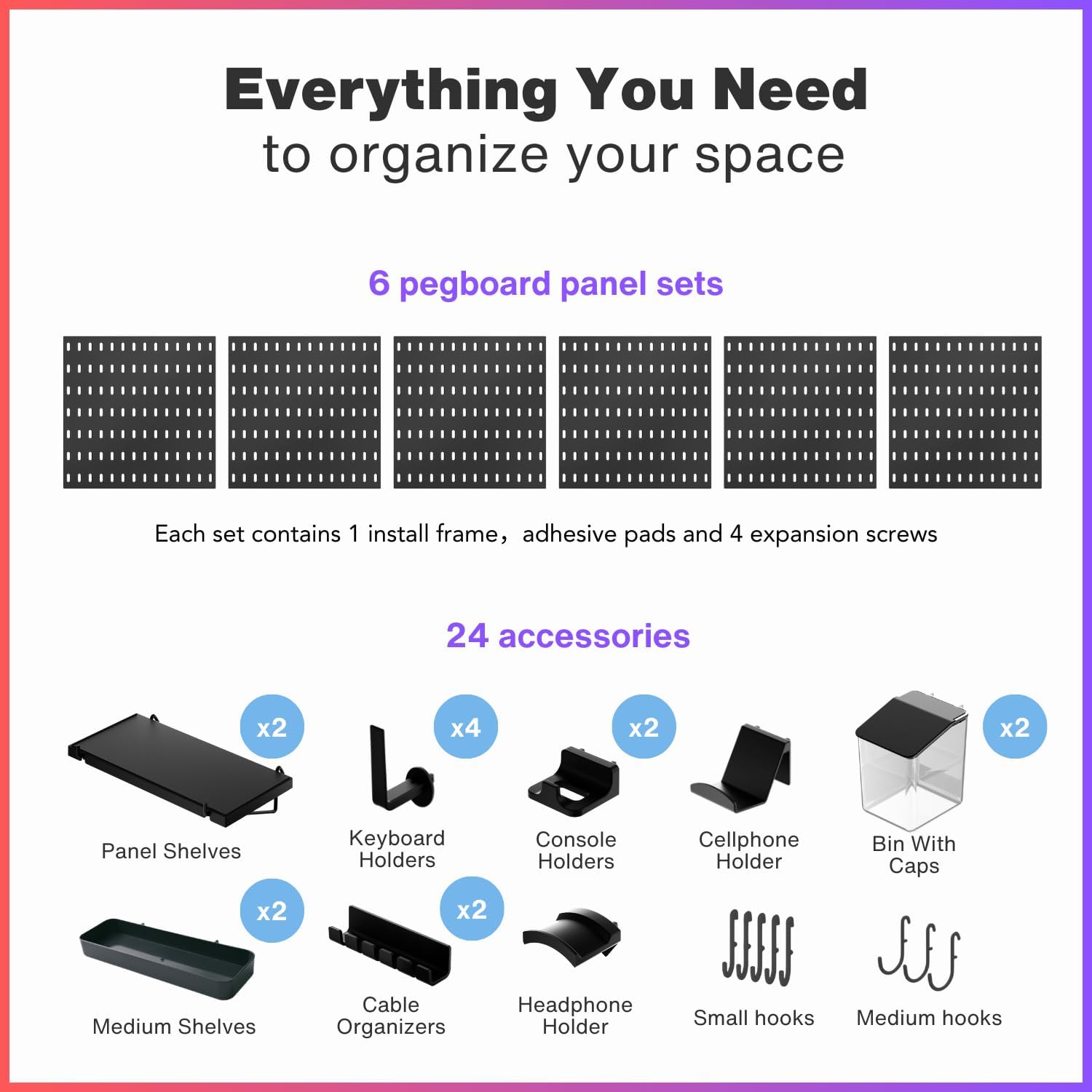 33x22 Inch Black Peg Board Org - Tech Accessories Board review and price