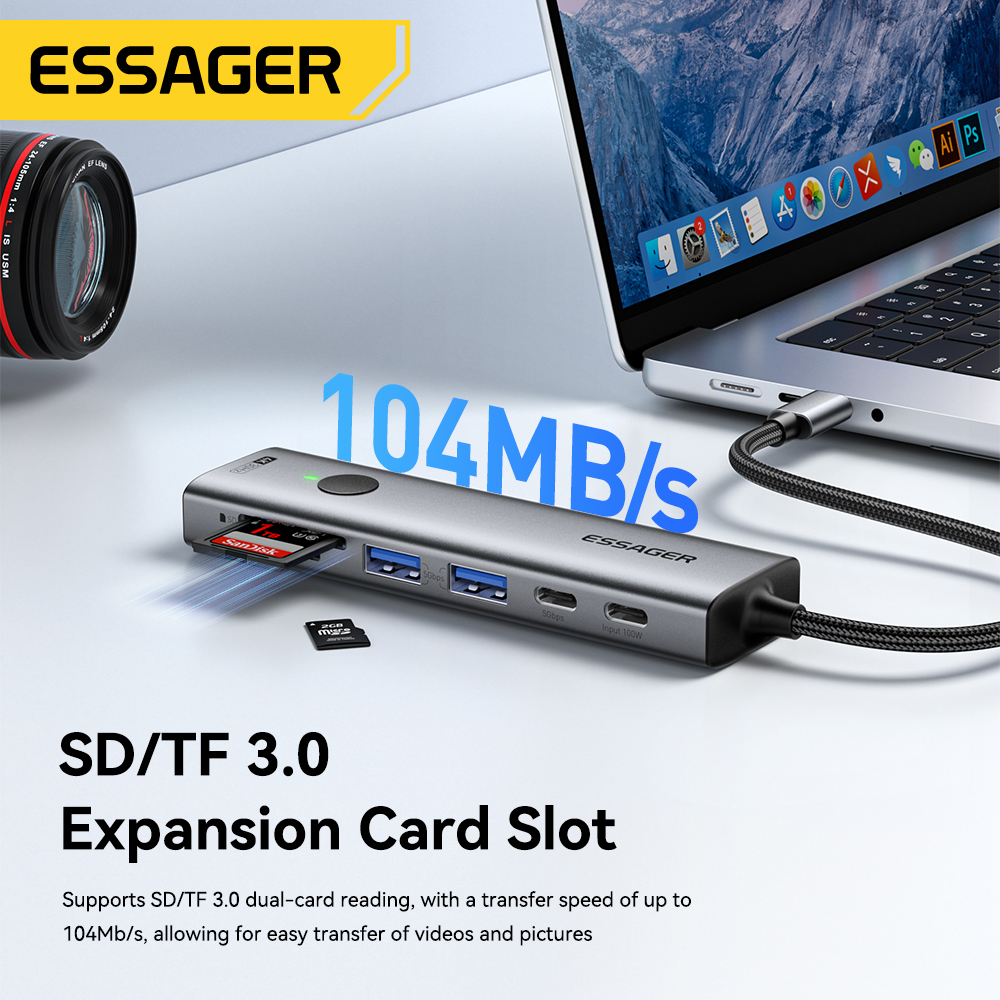 Essager USB C HUB 4K 7-in-1 Ty - Usb Hub 7 Port review and price